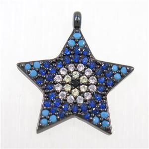 copper star pendant paved zircon, black plated, approx 17mm dia [FDZN5959]