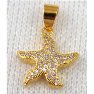 copper pendant pave zircon, gold plated, approx 16mm dia [FDZN596]