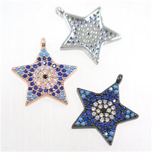 copper star pendant paved zircon, mix color, approx 17mm dia [FDZN5960]