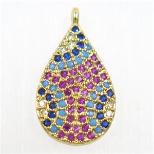 copper teardrop pendant paved zircon, rose gold, approx 11-17mm [FDZN5963]