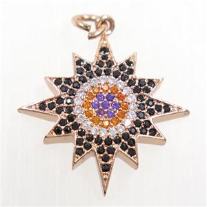 copper northstar pendant paved zircon, rose gold, approx 20mm dia [FDZN5966]