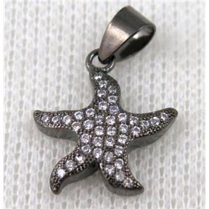 copper pendant pave zircon, black plated, approx 16mm dia [FDZN597]