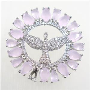 copper Hawk pendant paved zircon, platinum plated, approx 30mm dia [FDZN5999]