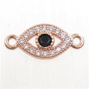 copper eye connector paved zircon, rose gold, approx 7-11mm [FDZN6011]