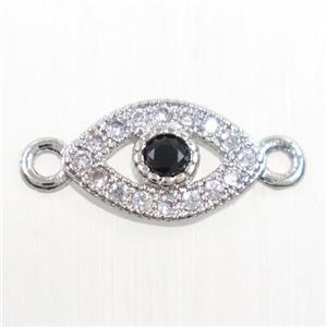 copper eye connector paved zircon, platinum plated, approx 7-11mm [FDZN6012]