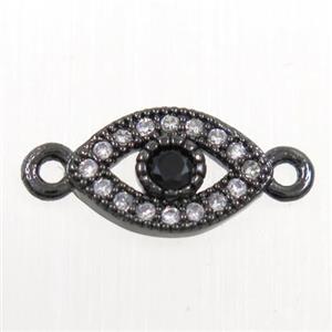 copper eye connector paved zircon, black plated, approx 7-11mm [FDZN6014]