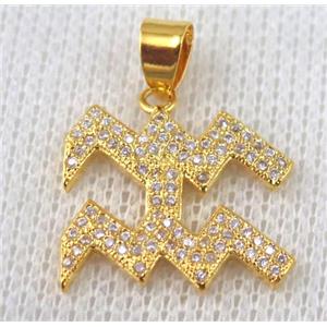 copper pendant pave zircon, platinum plated, approx 19x18mm [FDZN603]