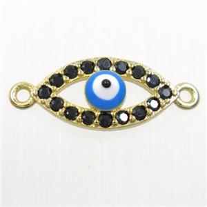 copper connector paved zircon, evil eye, gold plated, approx 7-14mm [FDZN6031]