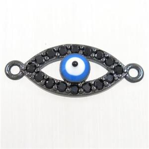 copper connector paved zircon, evil eye, black plated, approx 7-14mm [FDZN6032]