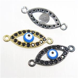 copper connector paved zircon, evil eye, mix color, approx 7-14mm [FDZN6033]
