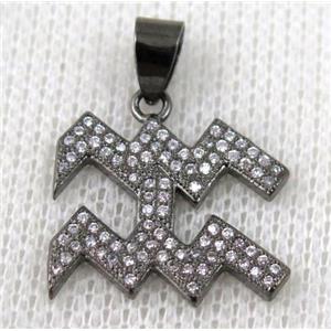 copper pendant pave zircon, black plated, approx 19x18mm [FDZN604]