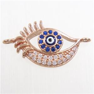copper connector paved zircon, evil eye, rose gold, approx 10-18mm [FDZN6044]