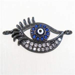 copper connector paved zircon, evil eye, black plated, approx 10-18mm [FDZN6047]