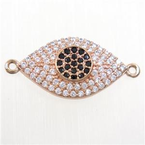 copper eye connector paved zircon, rose gold, approx 11-20mm [FDZN6049]