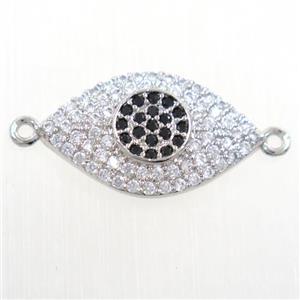 copper eye connector paved zircon, platinum plated, approx 11-20mm [FDZN6050]