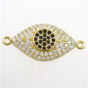 copper eye connector paved zircon, gold plated, approx 11-20mm [FDZN6051]