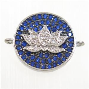 copper button Lotus connector paved zircon, platinum plated, approx 14mm dia [FDZN6063]