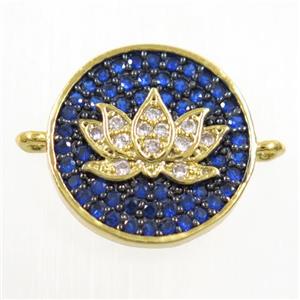 copper button Lotus connector paved zircon, gold plated, approx 14mm dia [FDZN6064]