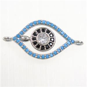 copper eye connector paved zircon, platinum plated, approx 12-18mm [FDZN6068]
