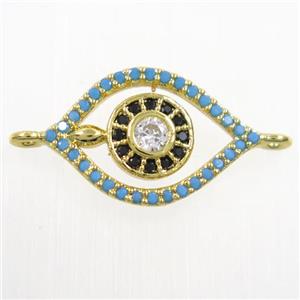 copper eye connector paved zircon, gold plated, approx 12-18mm [FDZN6069]