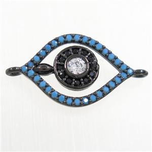 copper eye connector paved zircon, black plated, approx 12-18mm [FDZN6070]