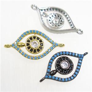 copper eye connector paved zircon, mix color, approx 12-18mm [FDZN6071]