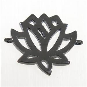 copper lotus flower connector, black plated, approx 15-17mm [FDZN6095]