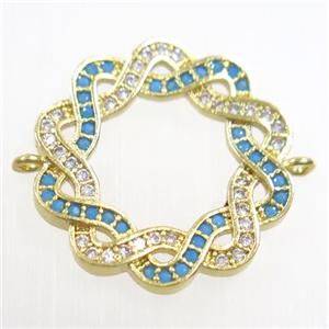 copper Wreath connector paved zircon, gold plated, approx 20mm dia [FDZN6103]