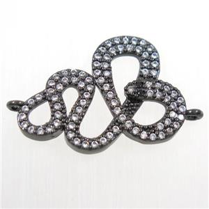copper Snake connector paved zircon, black plated, approx 18-23mm [FDZN6148]