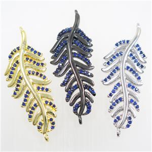 copper Leaf connector paved blue zircon, mix color, approx 15-38mm [FDZN6170]