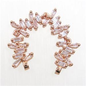 copper connector paved zircon, rose gold, approx 8-45mm [FDZN6176]