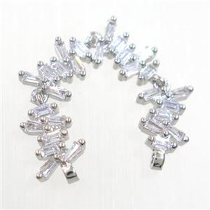 copper connector paved zircon, platinum plated, approx 8-45mm [FDZN6177]