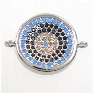 copper Button connector paved zircon, platinum plated, approx 15mm dia [FDZN6187]