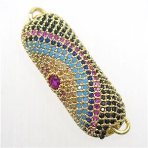 copper connector paved zircon, gold plated, approx 11-30mm [FDZN6193]
