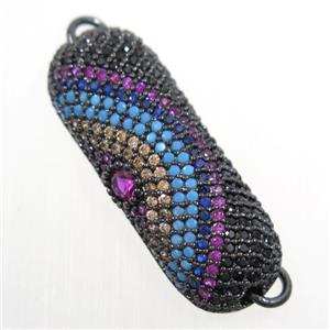 copper connector paved zircon, black plated, approx 11-30mm [FDZN6194]