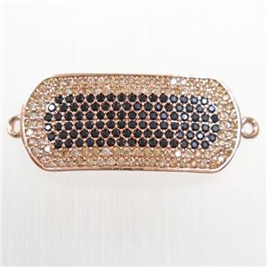 copper Track connector paved zircon, rose gold, approx 12-28mm [FDZN6199]
