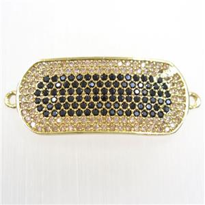 copper Track connector paved zircon, gold plated, approx 12-28mm [FDZN6201]