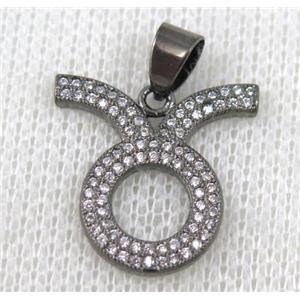copper pendant pave zircon, black plated, approx 20x20mm [FDZN621]