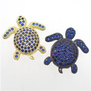 copper Tortoise beads paved blue zircon, mix color, approx 20x20mm [FDZN6216]
