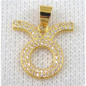 copper pendant pave zircon, gold plated, approx 20x20mm [FDZN622]