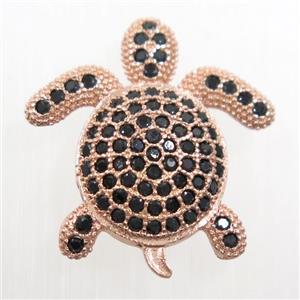 copper Tortoise beads paved zircon, rose gold, approx 20x20mm [FDZN6220]