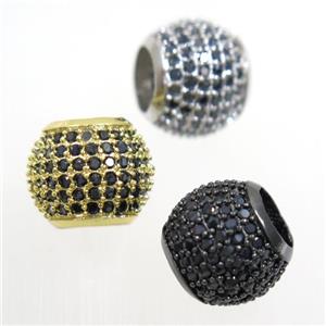 round copper beads paved zircon, mix color, approx 12mm dia, 6mm hole [FDZN6232]