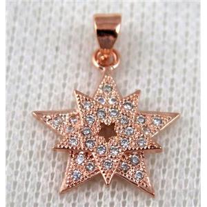 copper pendant pave zircon, rose gold plated, approx 17mm dia [FDZN625]