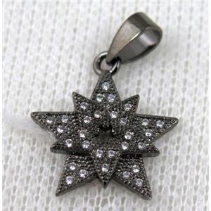 copper pendant pave zircon, black plated, approx 17mm dia [FDZN626]