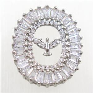 copper Hawk pendants paved zircon, platinum plated, approx 20-23mm [FDZN6296]