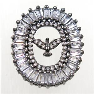 copper Hawk pendant paved zircon, black plated, approx 20-23mm [FDZN6298]