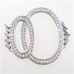 copper linker paved zircon, platinum plated, approx 23mm [FDZN6306]