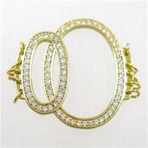 copper linker paved zircon, gold plated, approx 23mm [FDZN6307]
