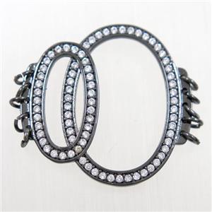 copper linker paved zircon, black plated, approx 23mm [FDZN6308]