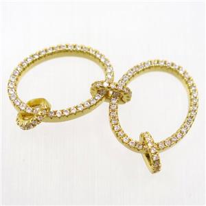 copper linker paved zircon, gold plated, approx 14-18mm [FDZN6312]